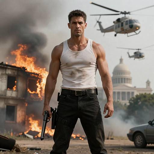 Intense Portrait of a Muscular Man