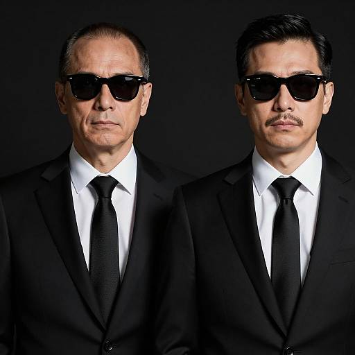 Stylish Men in Black Suits Portrait