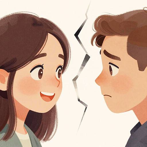 Contrasting Emotions Within Broken Frame