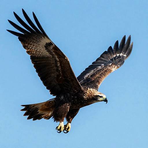 Brown Eagle Soaring in Blue Sky