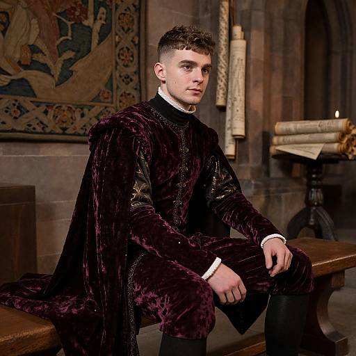 Medieval Nobleman in Velvet Costume