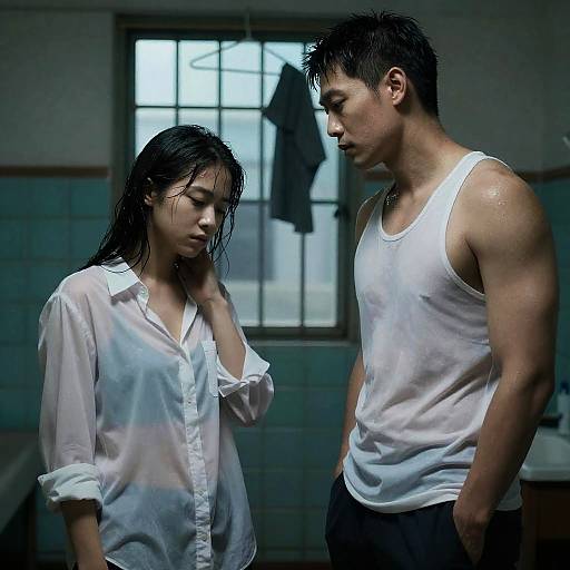 Intimate Moment in Dimly Lit Room