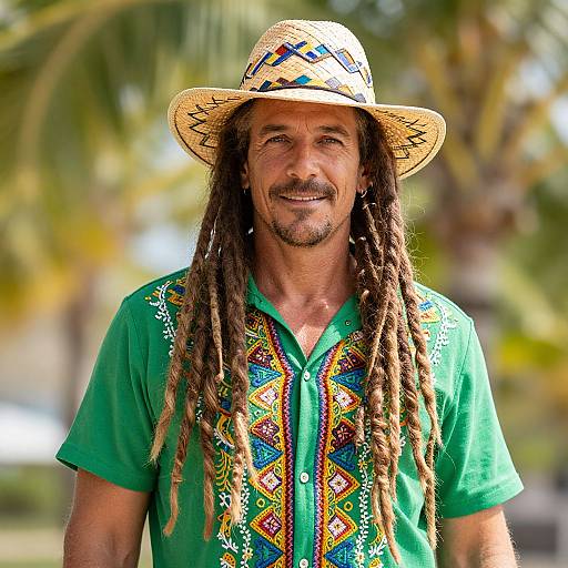 Charismatic Man in Tropical Attire