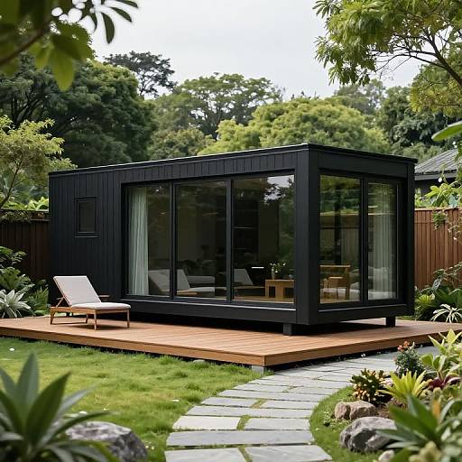 Modern Modular Cabins in Lush Garden