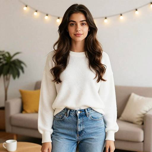 Cozy Living Room Portrait of Woman