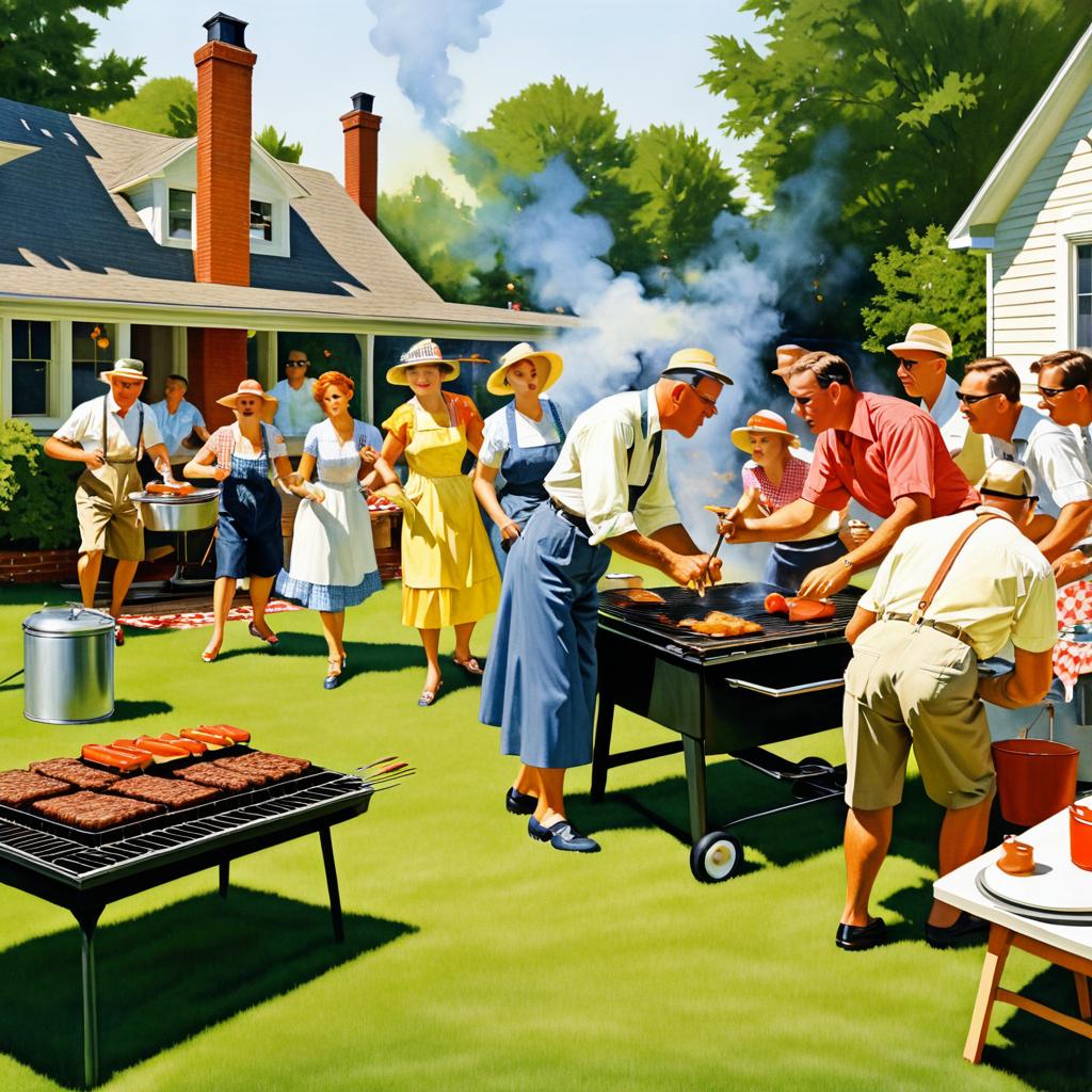 Humorous Backyard Barbecue Chaos Scene