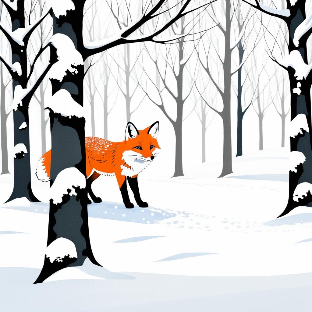 Curious Fox Peeking in Snowy Landscape