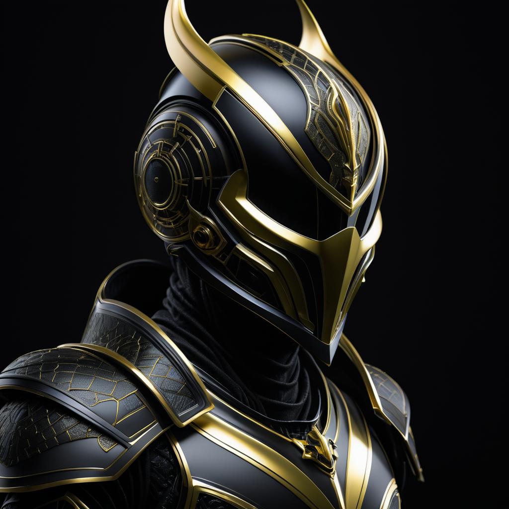 Imposing Gilded Alien in Black Armor