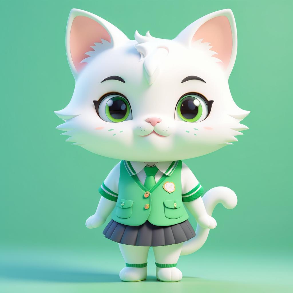 Charming 3D Chibi Cat Character Design