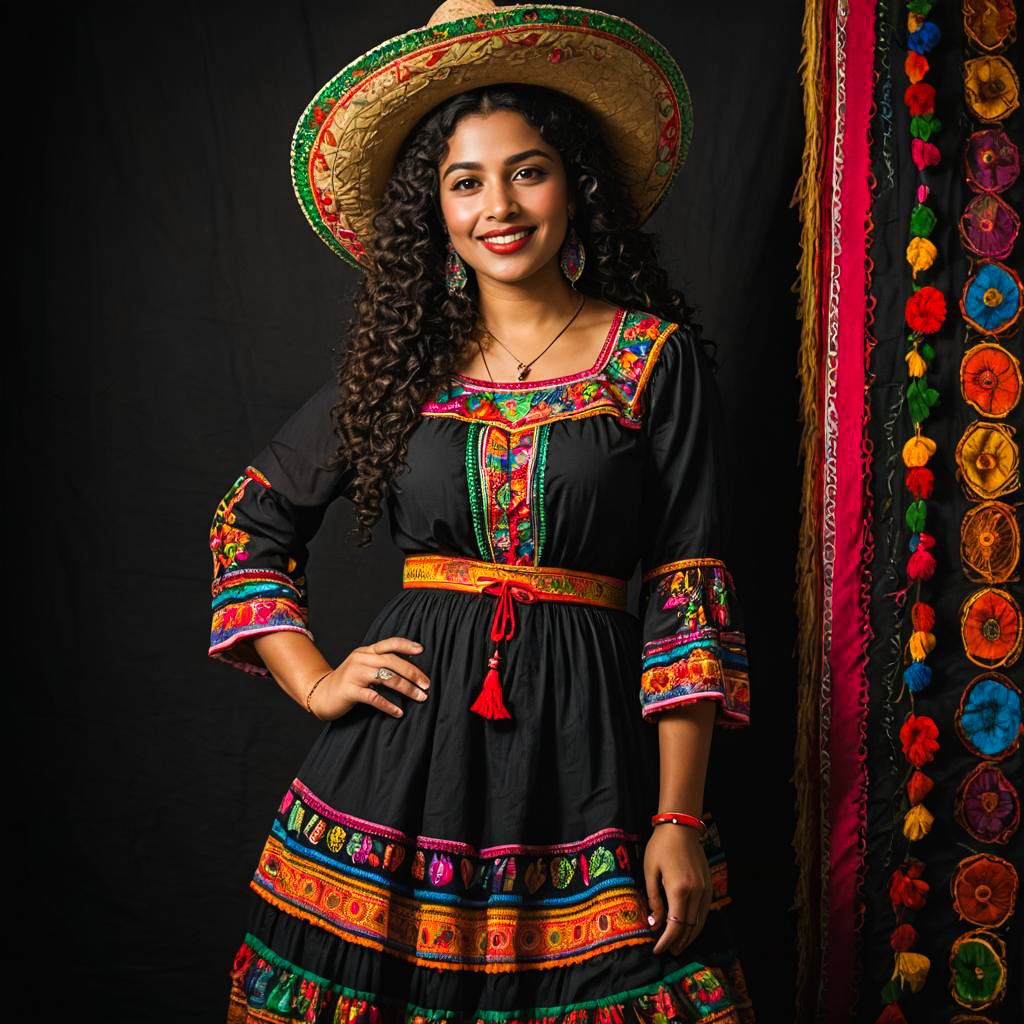 Vibrant Mexican Woman in Traditional Attire