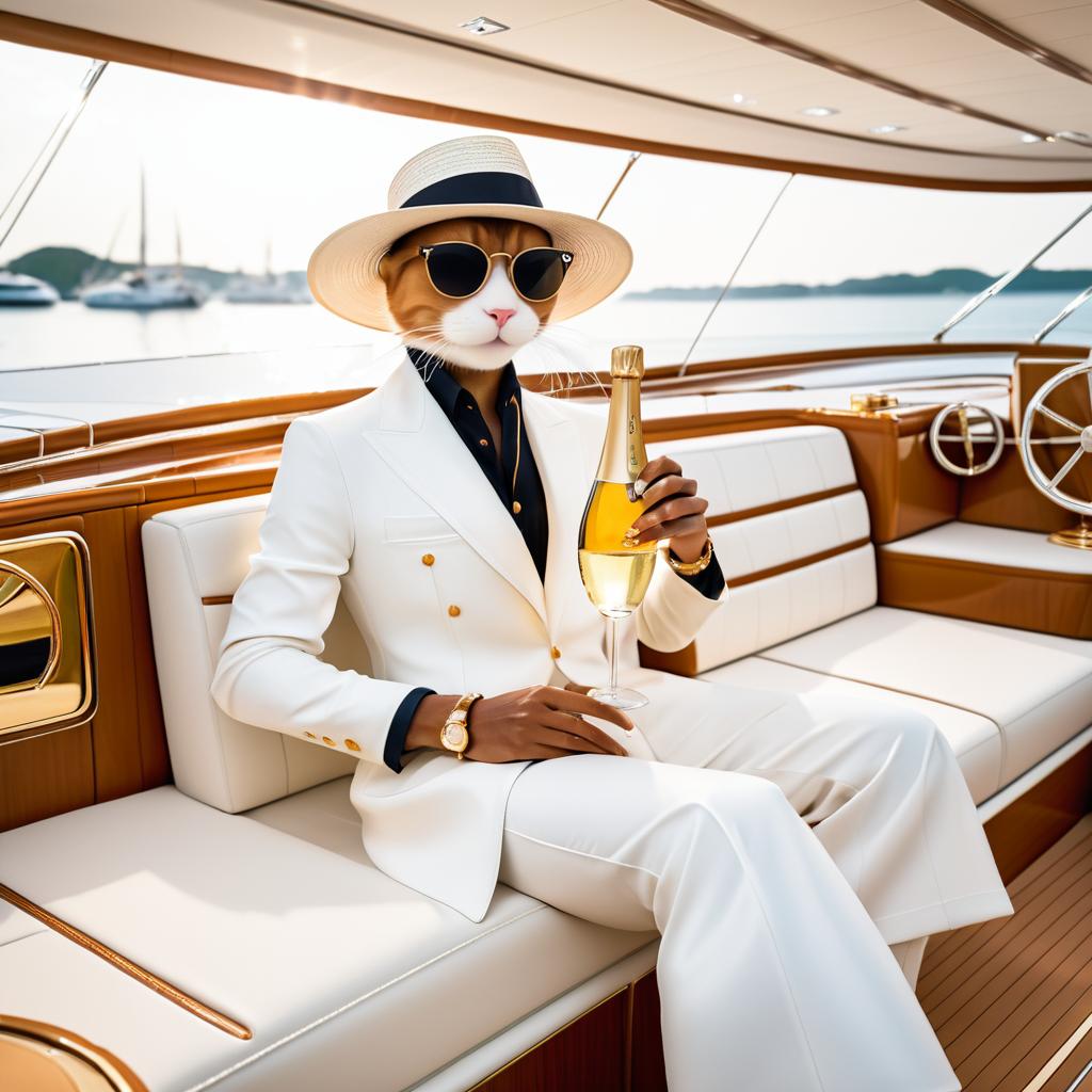 Chic Cat on a Luxury Yacht