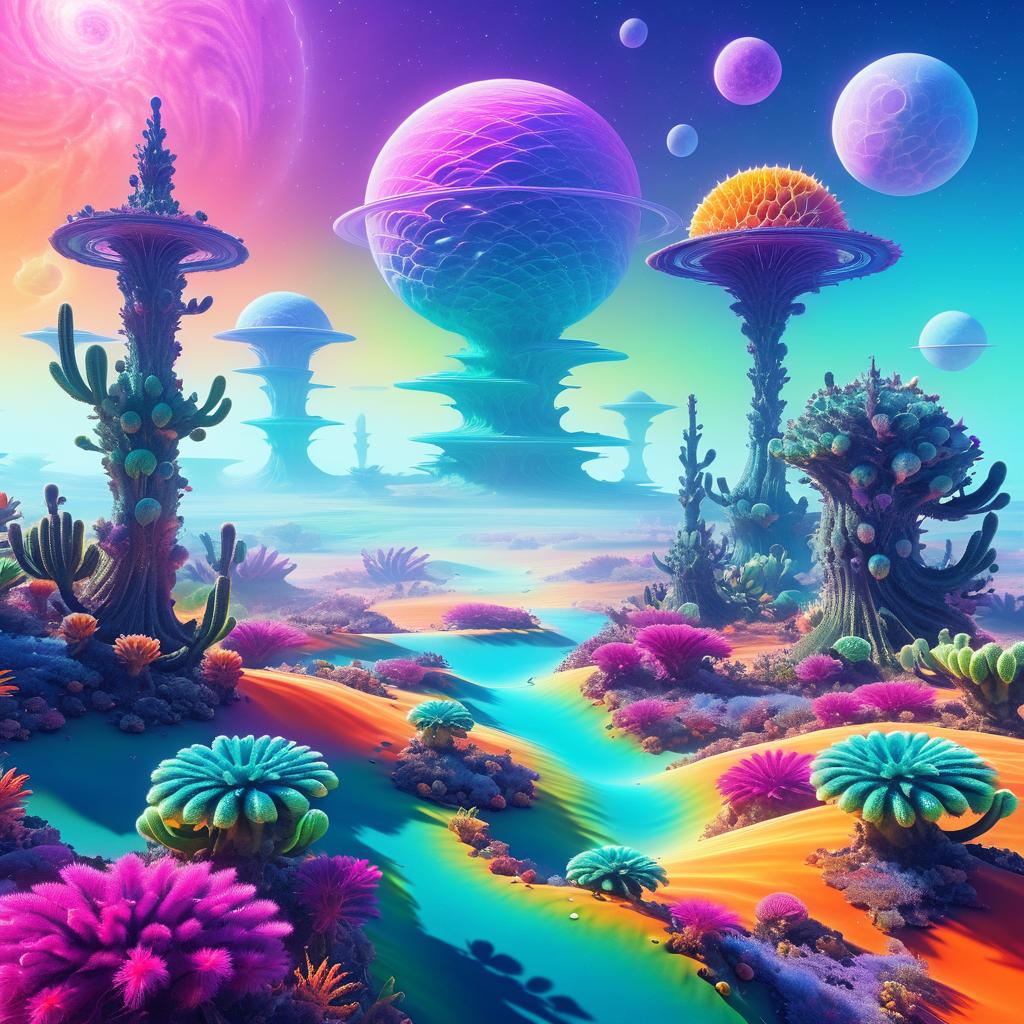 Surreal Alien Fractal Landscapes with Fungi