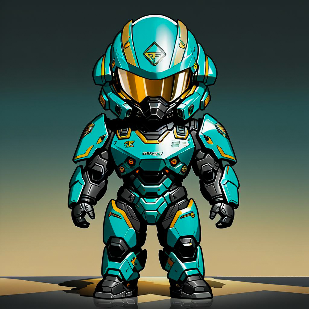 Chibi Warrior with Teal Hair and Armor