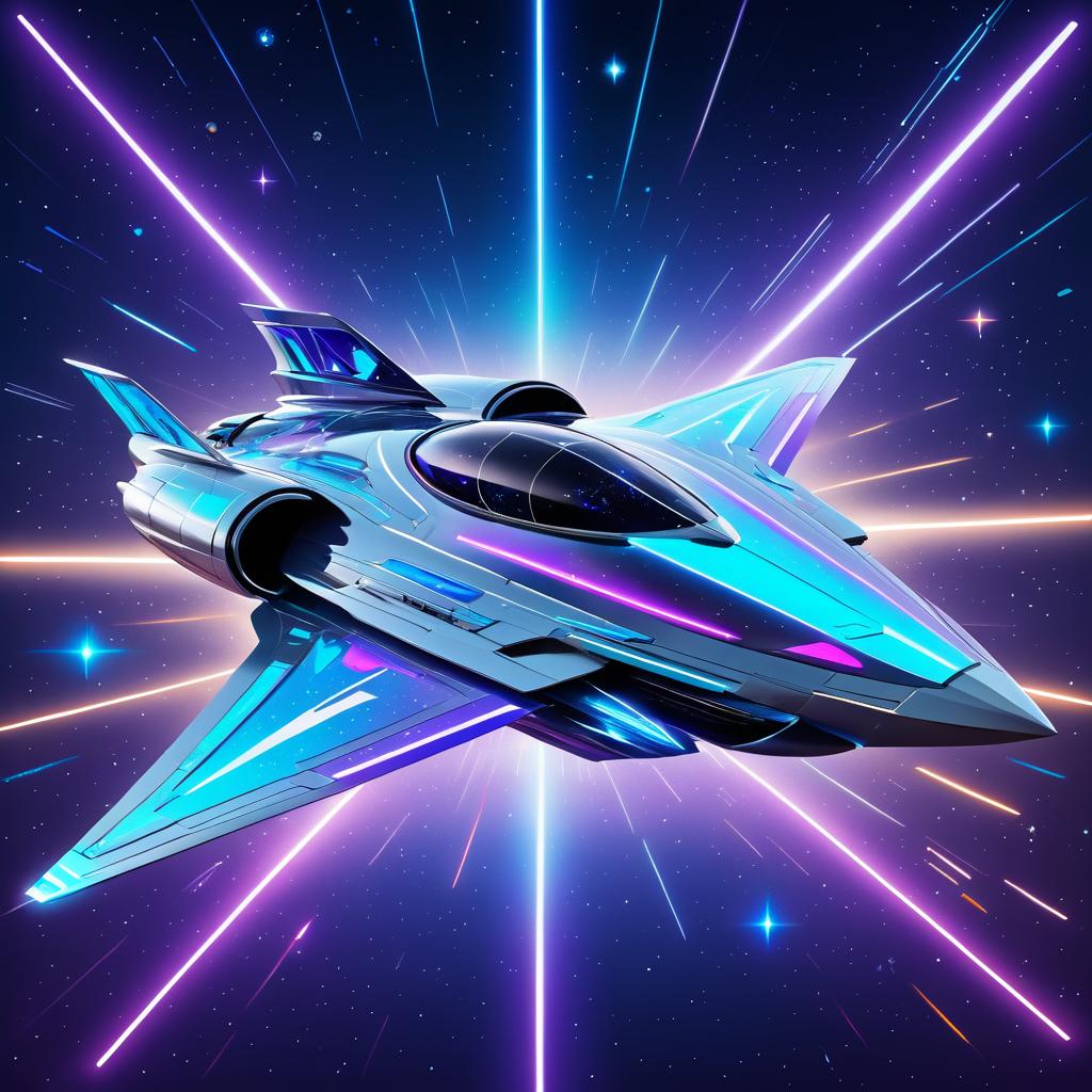 Sleek Silver Spaceship in Colorful Galaxy