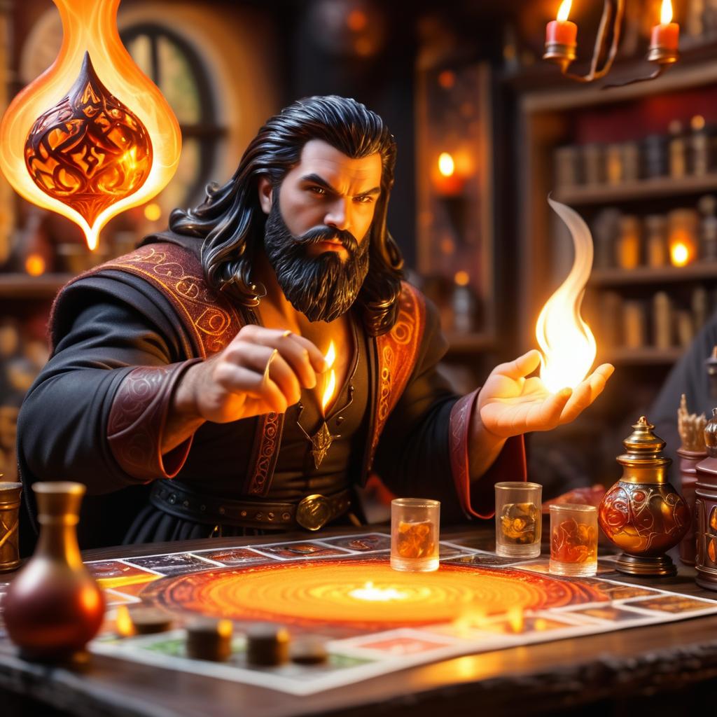 Sorcerer Conjuring Fireball in Tavern