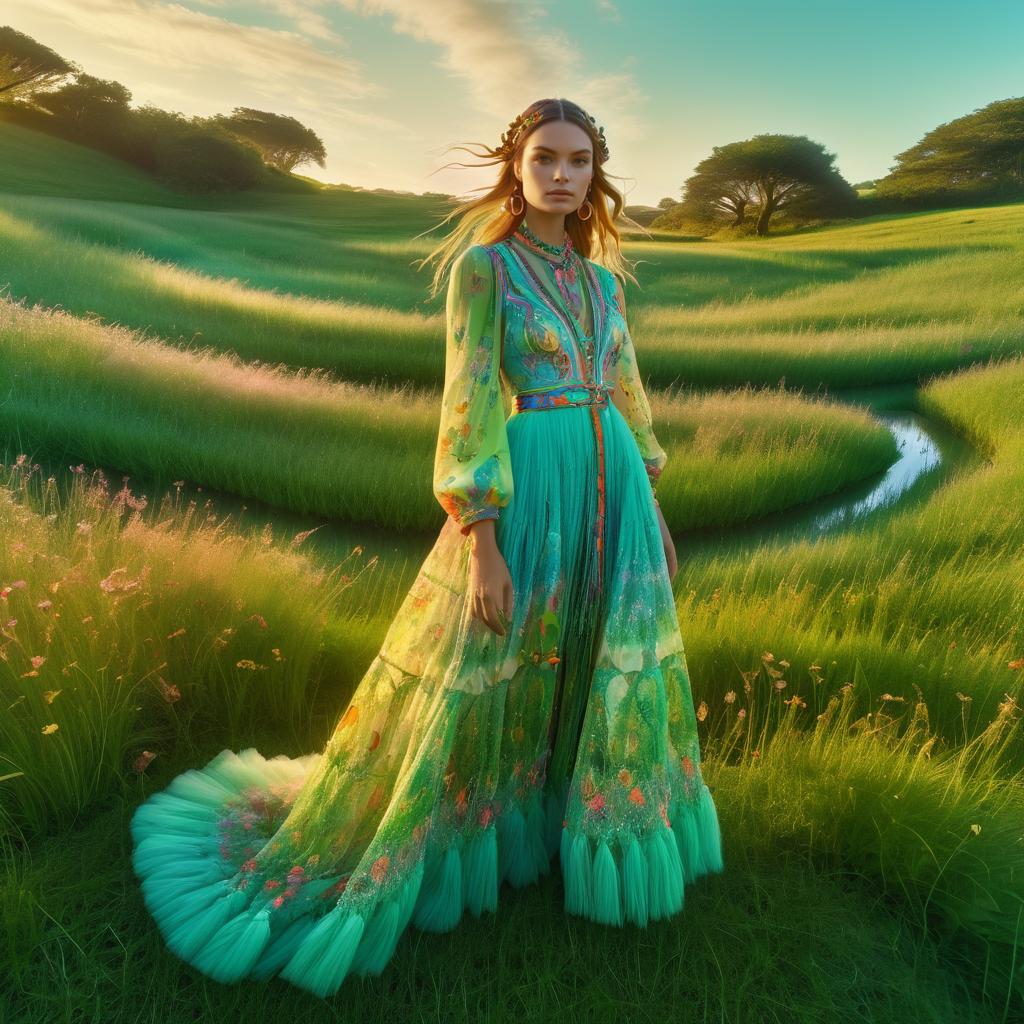 Ethereal Fashion Model in Vibrant Gucci