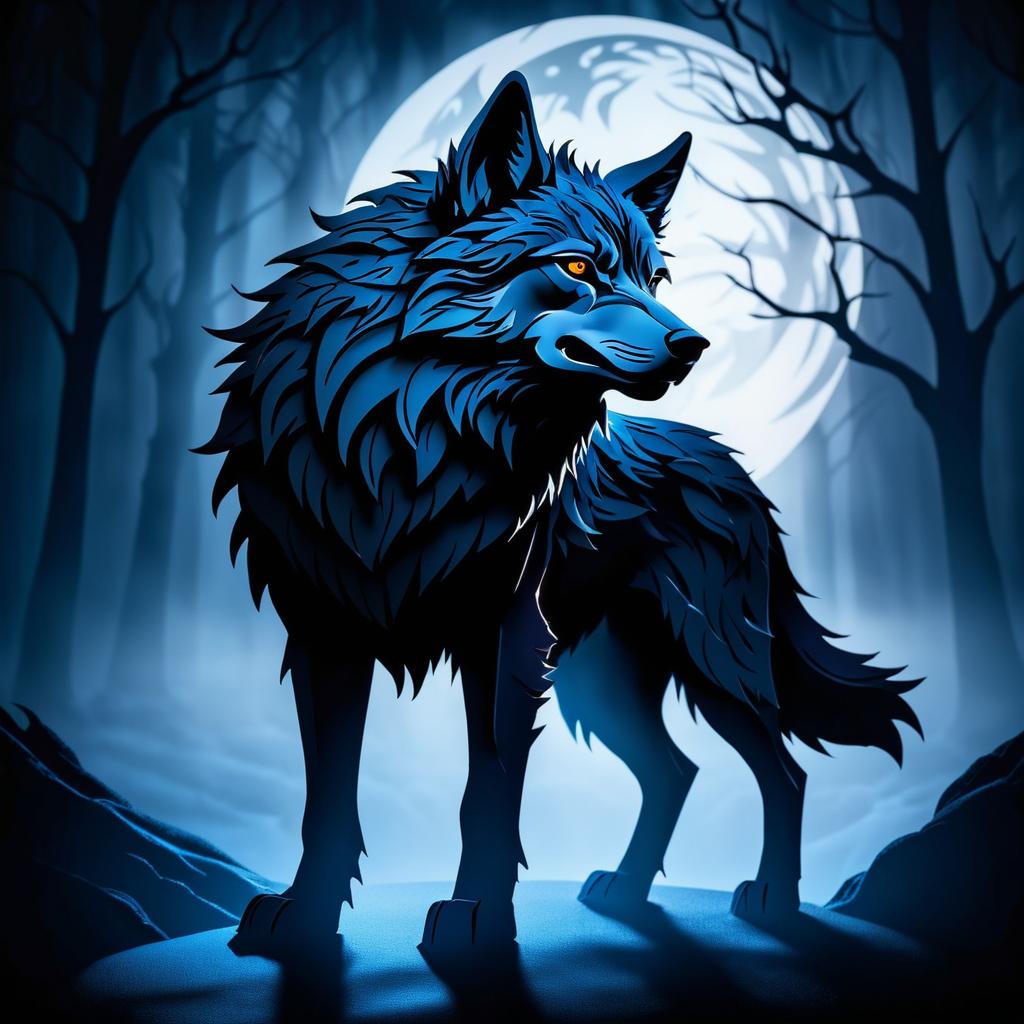 Eerie Shadow Wolf in Dark Myst