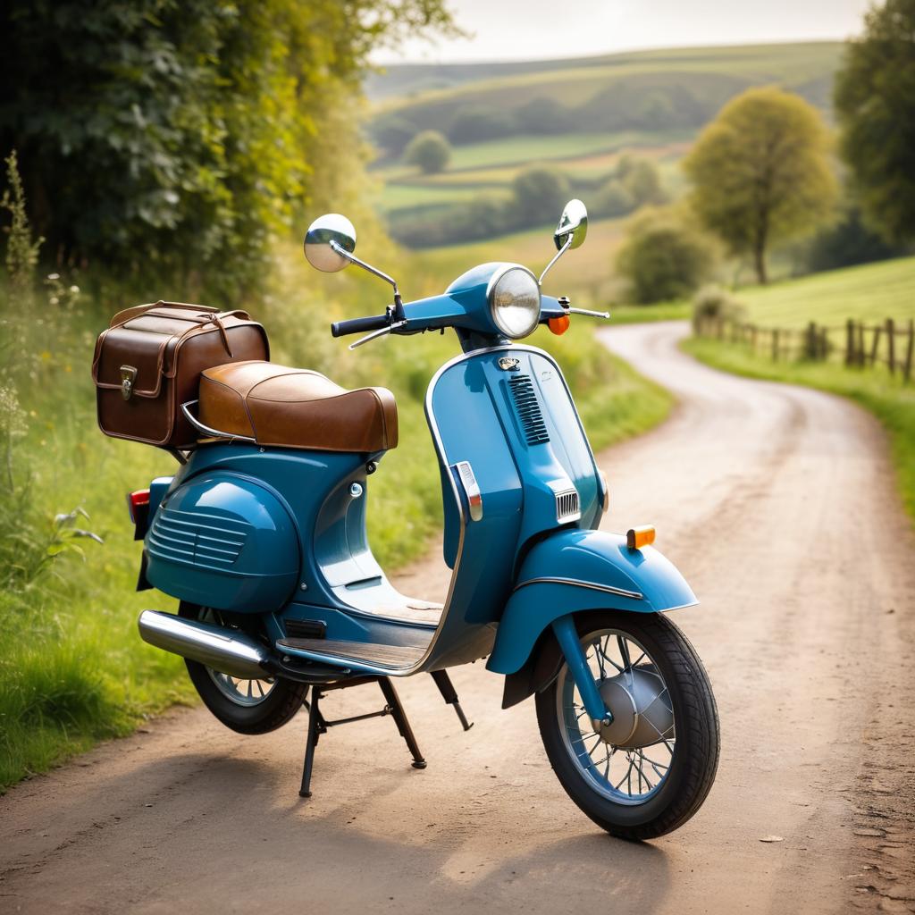 Vintage Moped on Rustic Countryside Road