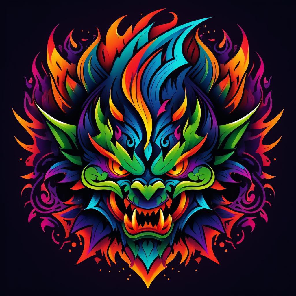 Vibrant Goblin Warrior Tattoo Logo Design