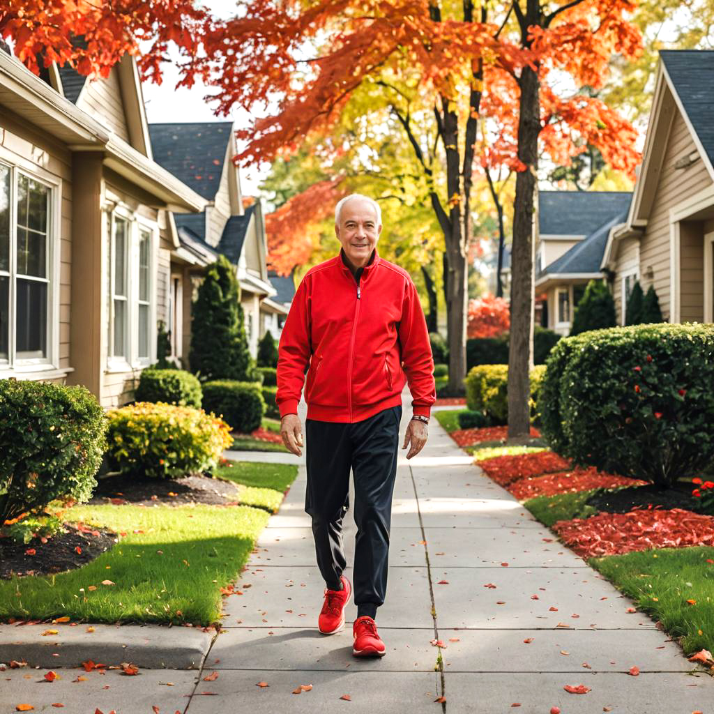 Senior Man in Red Sneakers Strolling