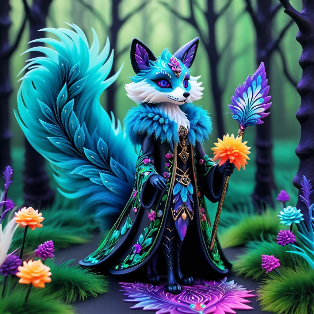 Enchanted Skeletal Fox in Mage Attire