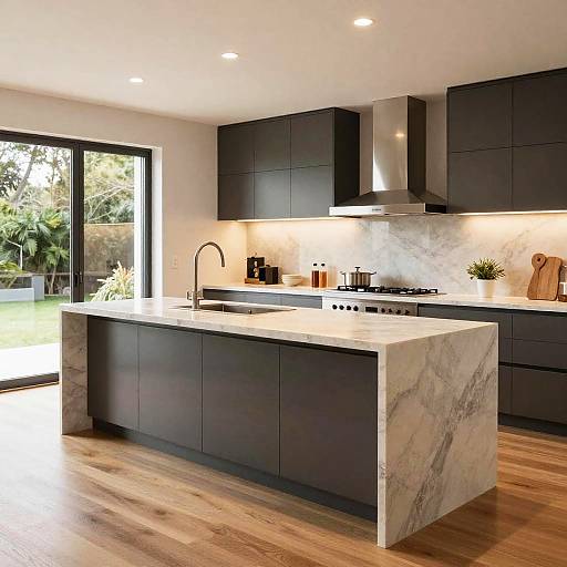 Modern Kitchen Island with Marble Countertop