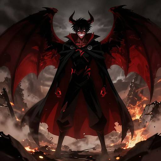 Demonic Anime Character in Wasteland