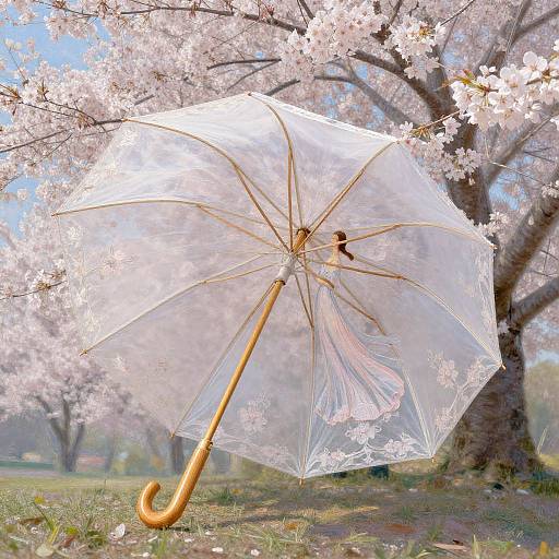 Impressionist Elegant Floral Umbrella Scene