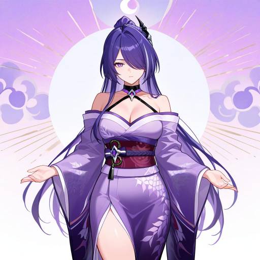 Elegant Cowgirl in Purple Kimono