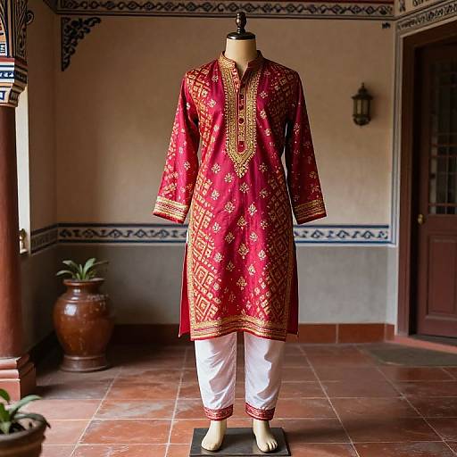 Vibrant Tribal Kurta Pajama Display