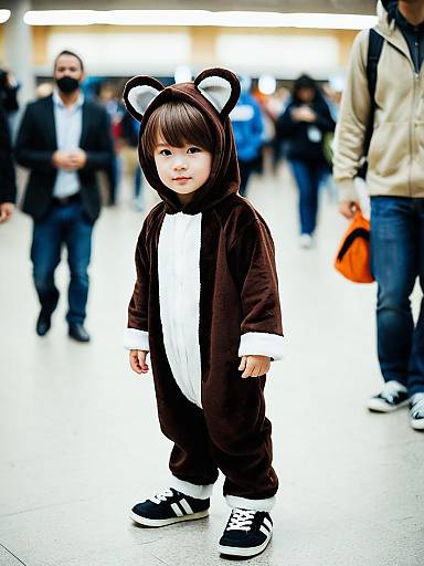 Toddler in Brown Bear Kigurumi Costume