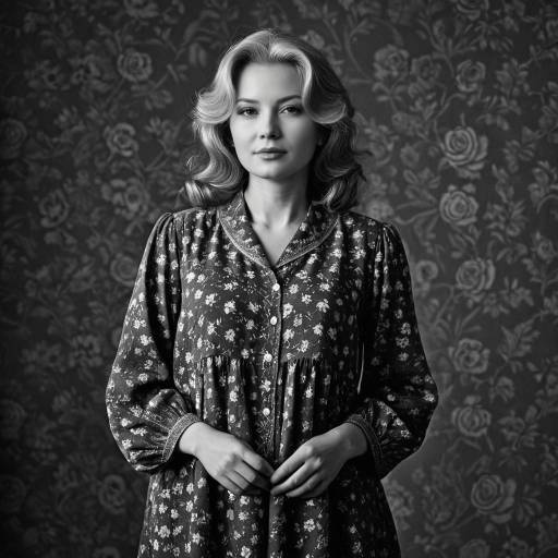 Woman in Traditional Soviet Floral Dress