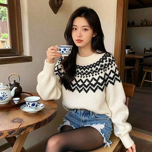 Svelte Woman Casual Street Style Illustration