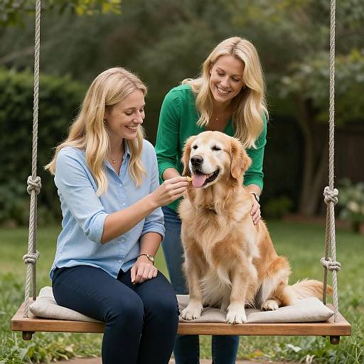 Joyful Moment with Friends and Dog