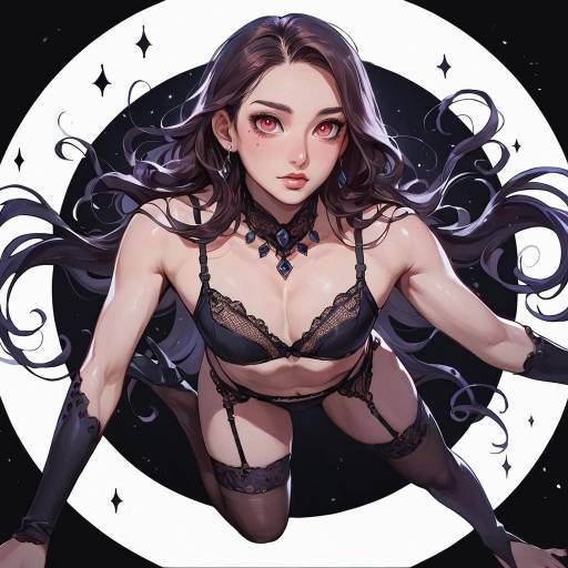 Enchantress in Elegant Black Lingerie
