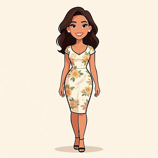 Smiling Woman in Floral Bodycon Dress