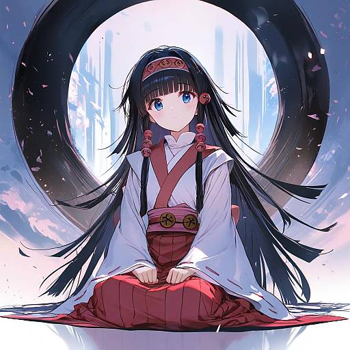 Illustration of Alluka zoldyck, hunter x hunter in the style of Akasaai