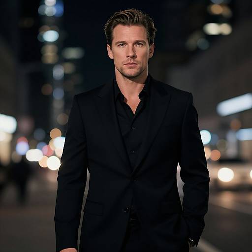 Sleek European Man in Urban Nightlife