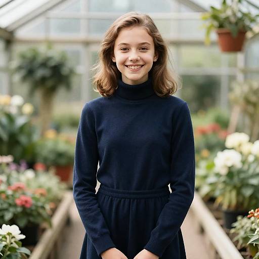 Smiling Teen Girl in Greenhouse