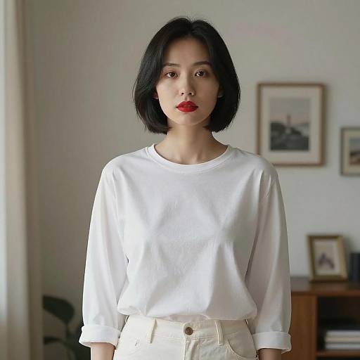 Portrait of Woman in Soft Indoor Setting