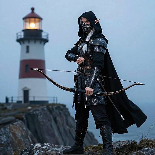 Nocturnal Falconer Elf Scout at Twilight