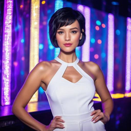 Confident Woman in White Jumpsuit at Nightclub