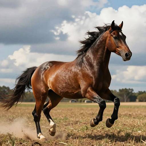 Galloping Horse in Dramatic Landscape