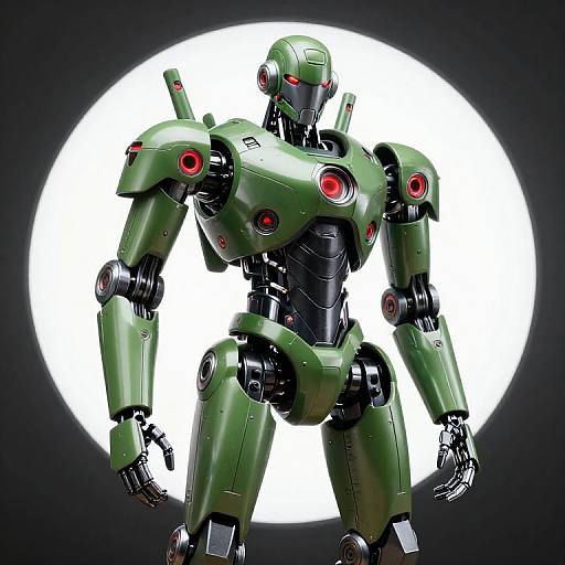 Futuristic Green Robotic Android Portrait