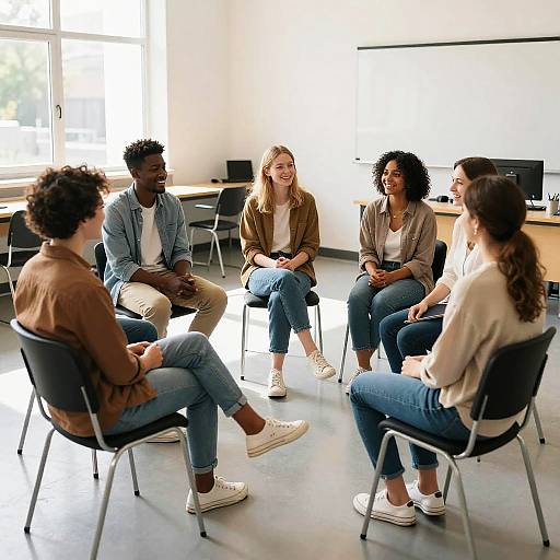 Diverse Group Discussion in Modern Classroom