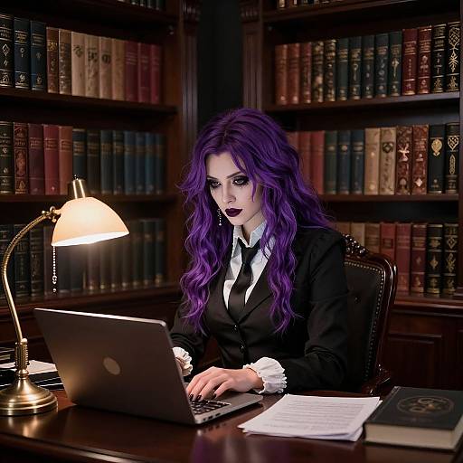 Goth Secretary in Gothic Office