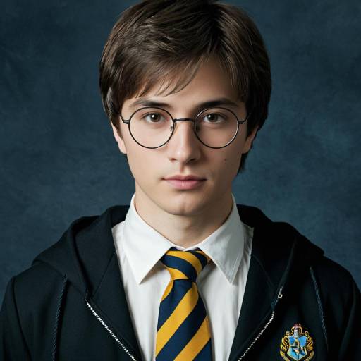 Young Man in Hogwarts Inspired Uniform with Round Glasses