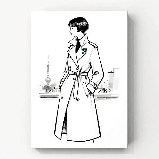 Minimalist Pixie Cut Fashion Illustration