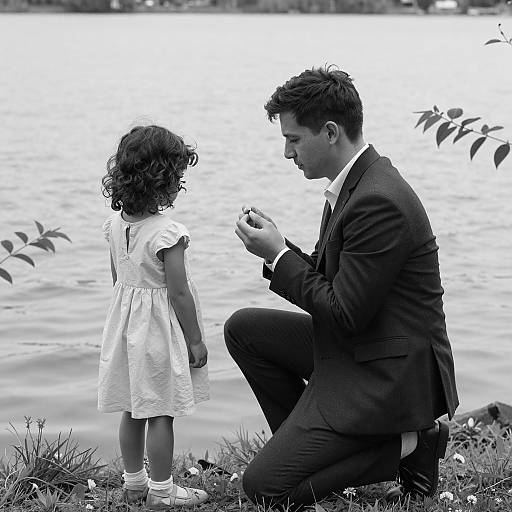 Heartwarming Scene by the Lake