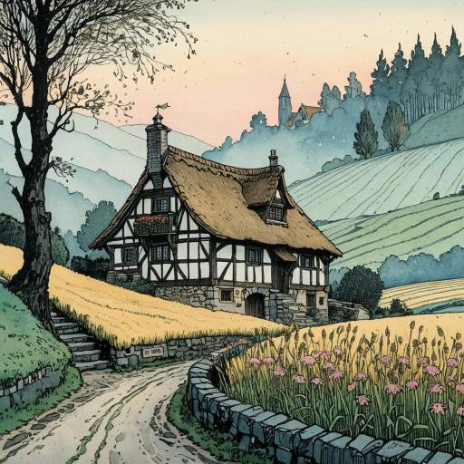 Cozy Medieval Flemish Cottage in Misty Valley